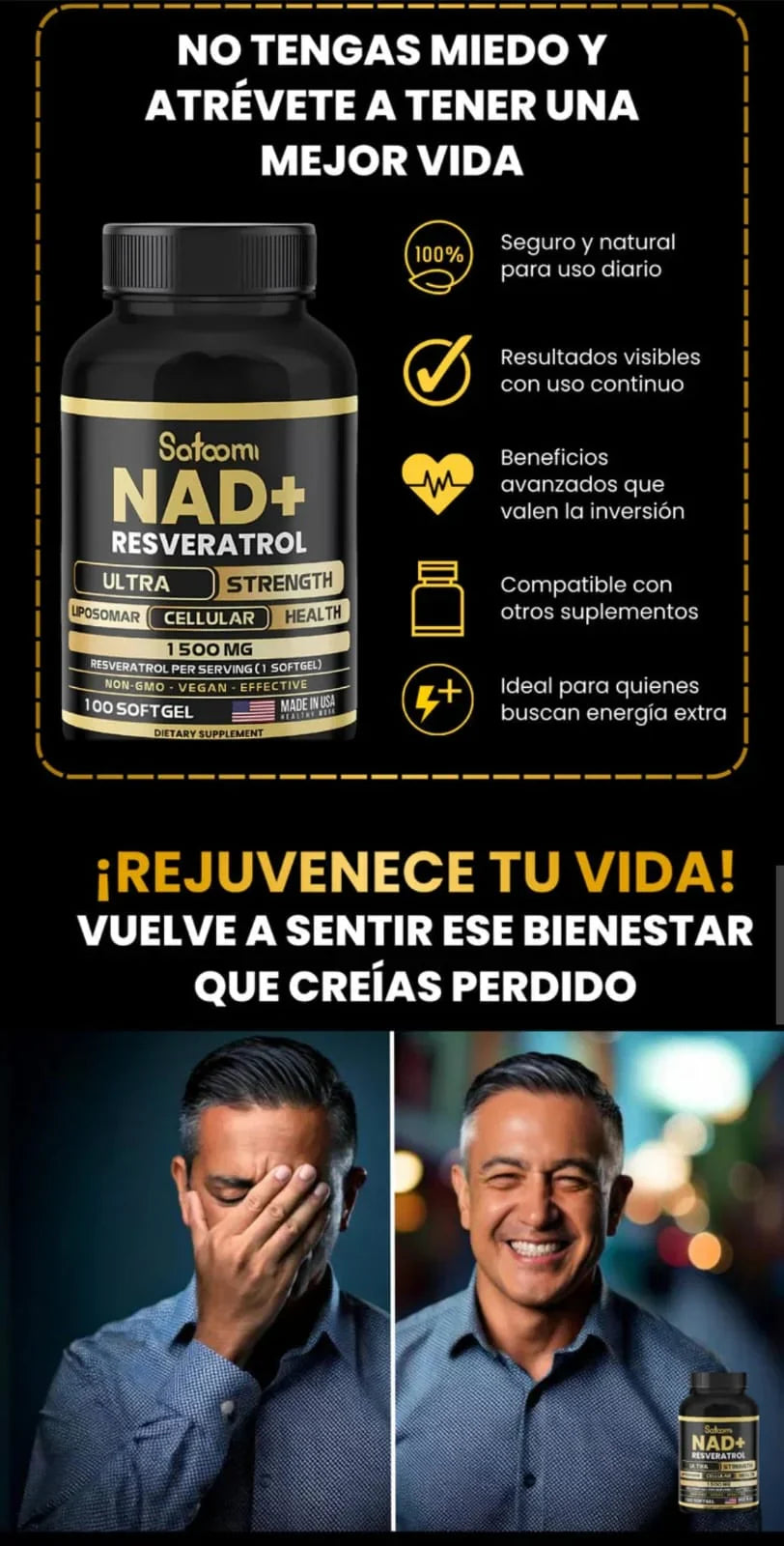 NAD+RESVERATROL| FORMULA ANTIENVEJECIMIENTO CELULAR
