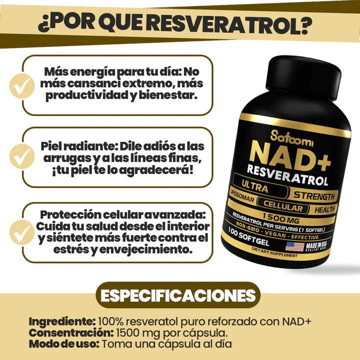 NAD+RESVERATROL| FORMULA ANTIENVEJECIMIENTO CELULAR